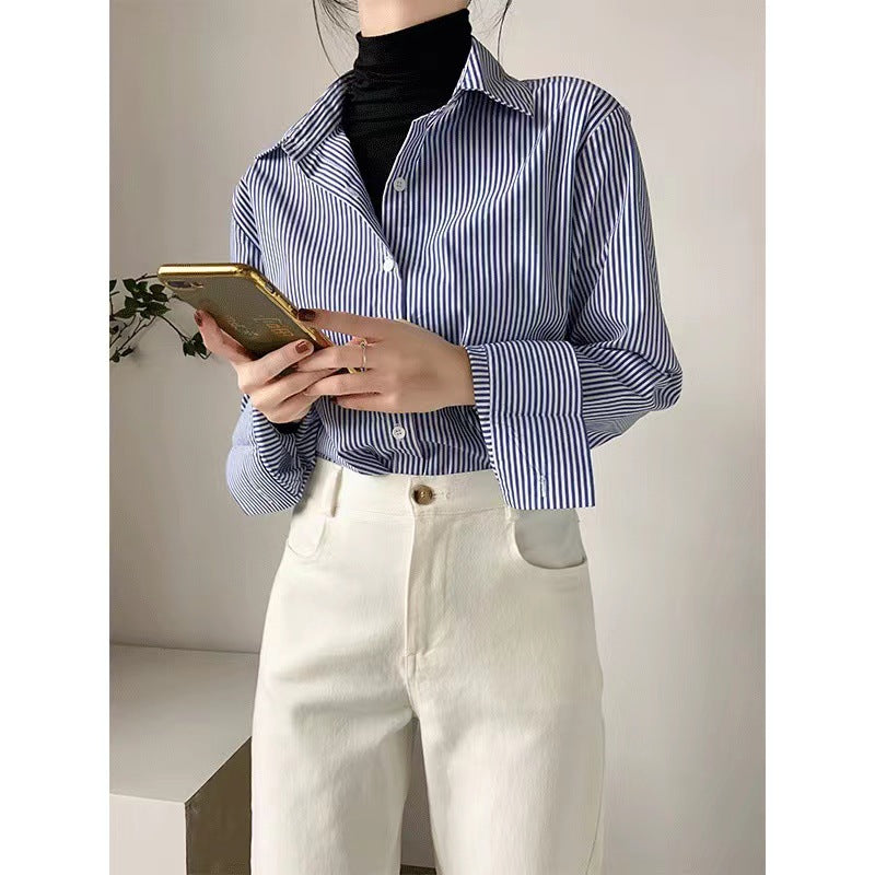 Blue Professional Striped Shirt For Women - Shop NCLC