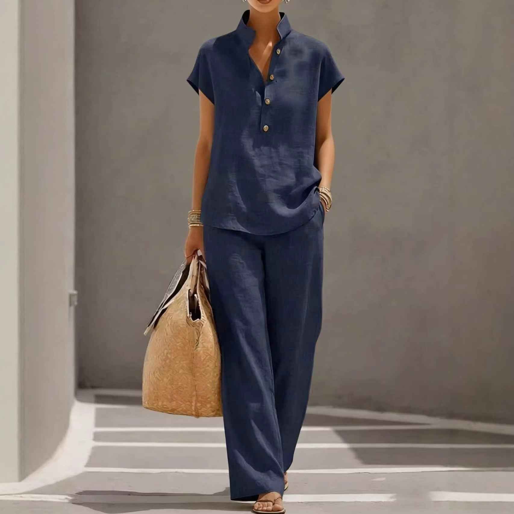 Women's Casual Short-Sleeve Pants Set