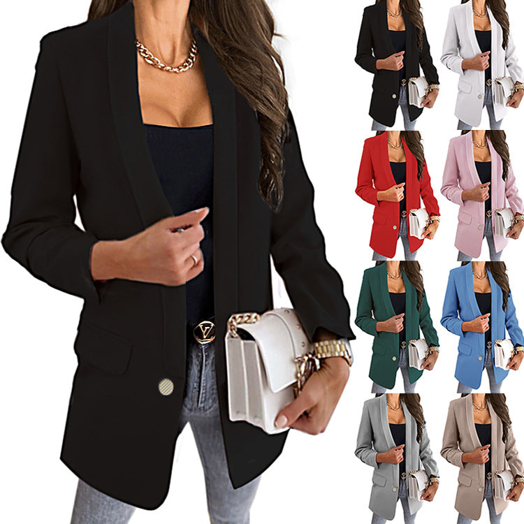 Women's Fashion Solid Color Lapel Button Slim Fit Blazer - Shop NCLC