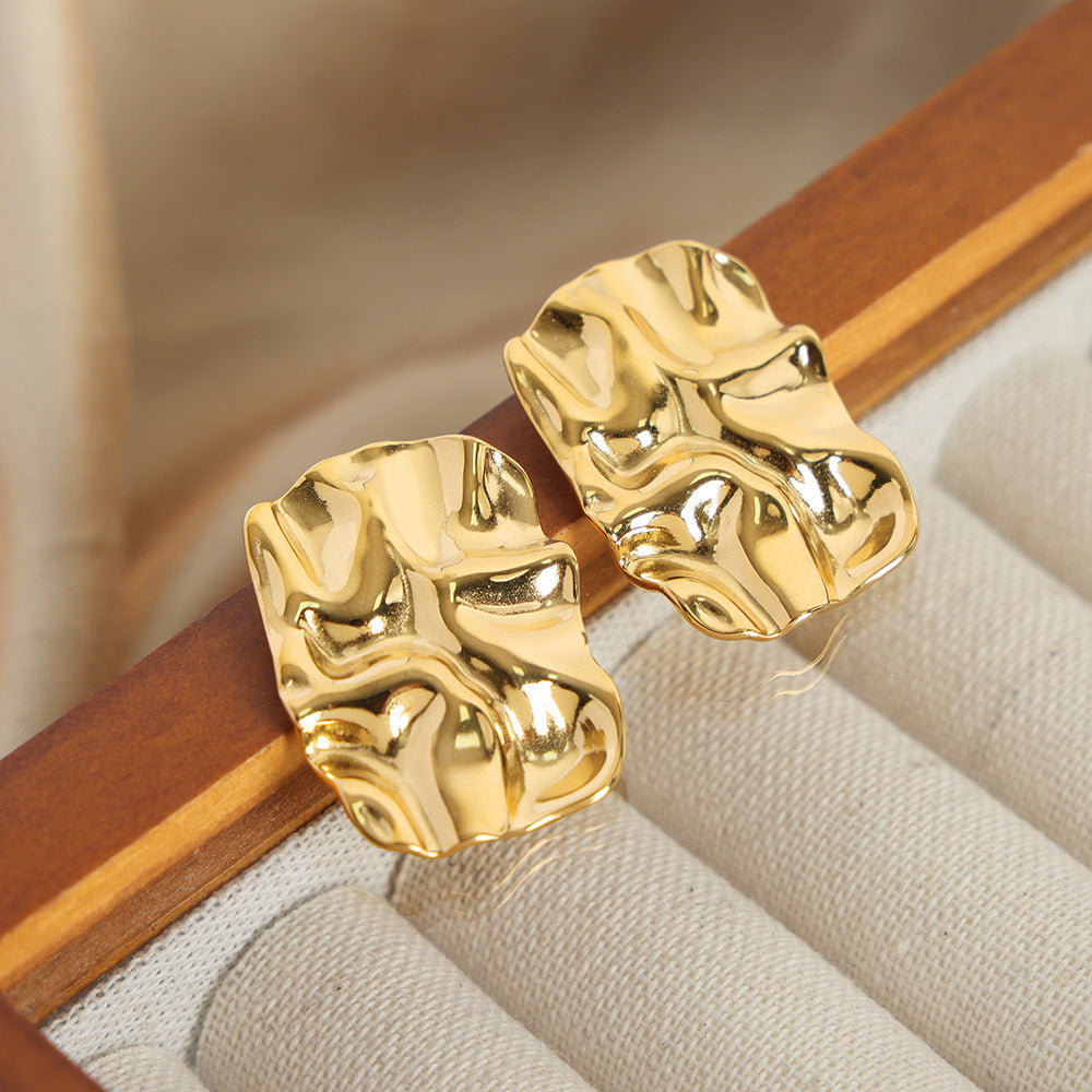 Square Pleated Earrings Jewelry Women - Shop NCLC