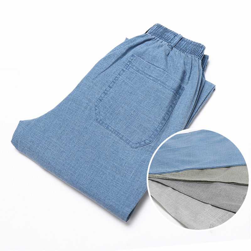 Linen solid color casual pants - Shop NCLC
