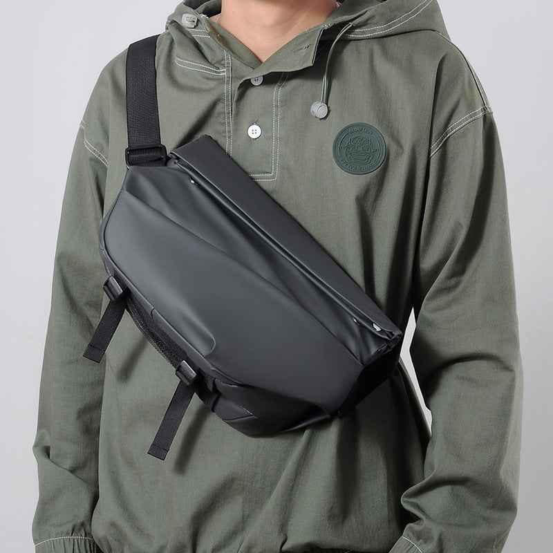 Men's Anti-Theft Waterproof Crossbody Sling Bag – Functional Motorcycle Chest Backpack with USB Charger Port