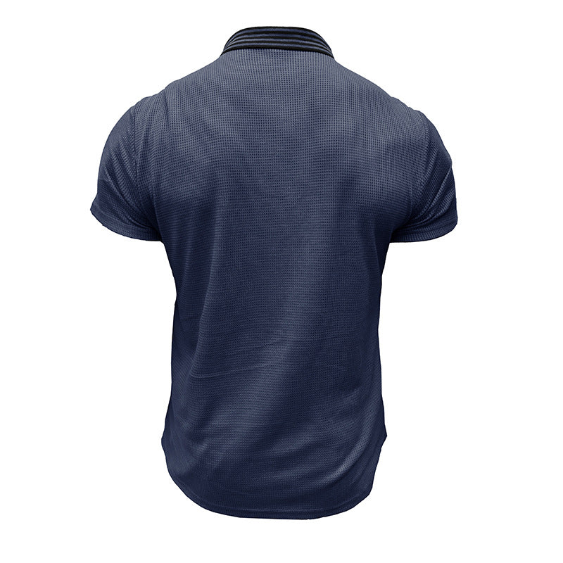 Men's Solid Color Polo Collar Casual Short Sleeve - Shop NCLC