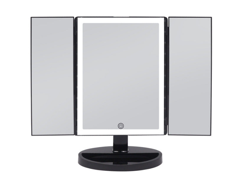 24 LED Magnifying Lighted Cosmetic Makeup Mirror Tabletop Tri-fold Touch Screen Mirror Touch Screen - Shop NCLC