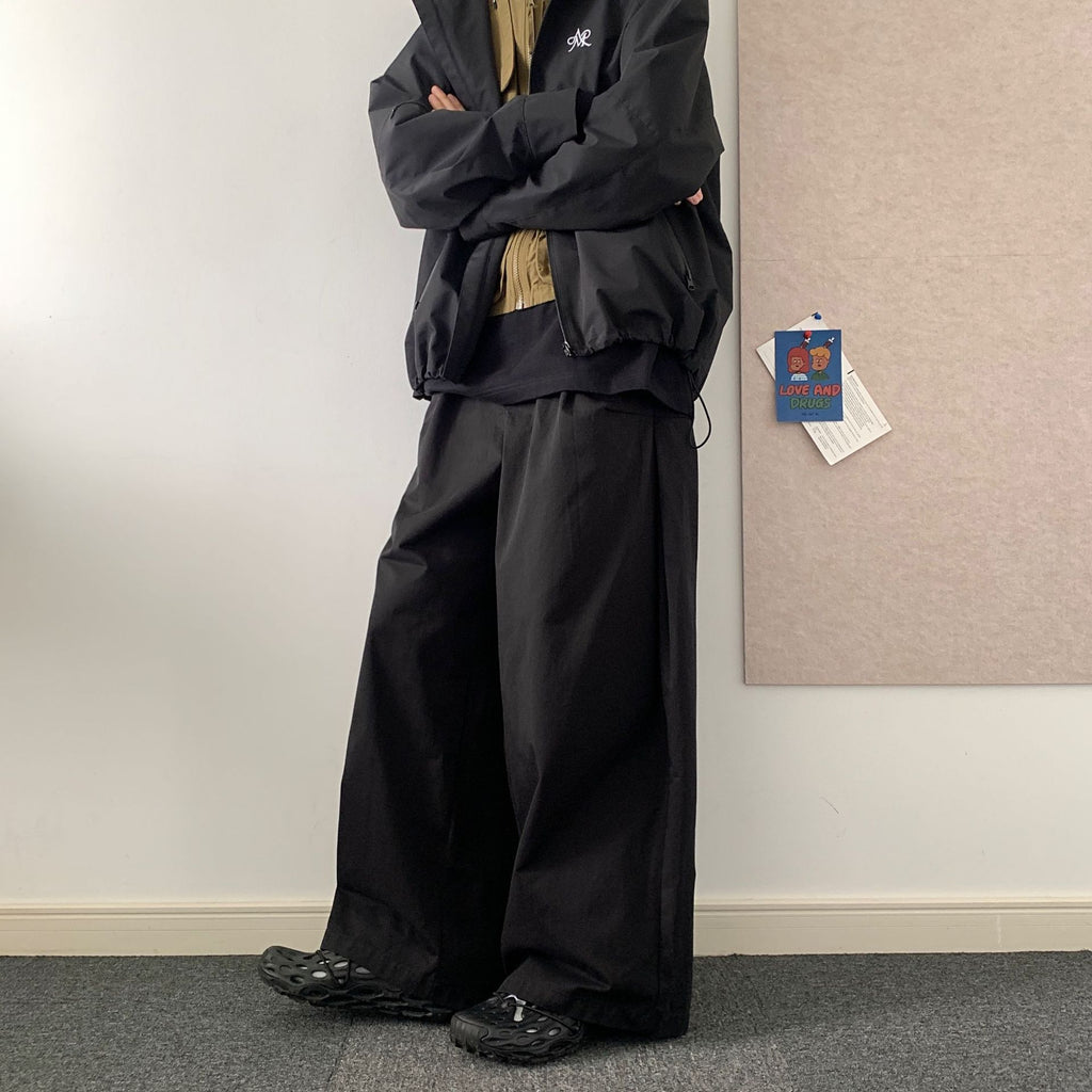 Japanese Style Wide Leg Pants Solid Color Casual Loose - Shop NCLC
