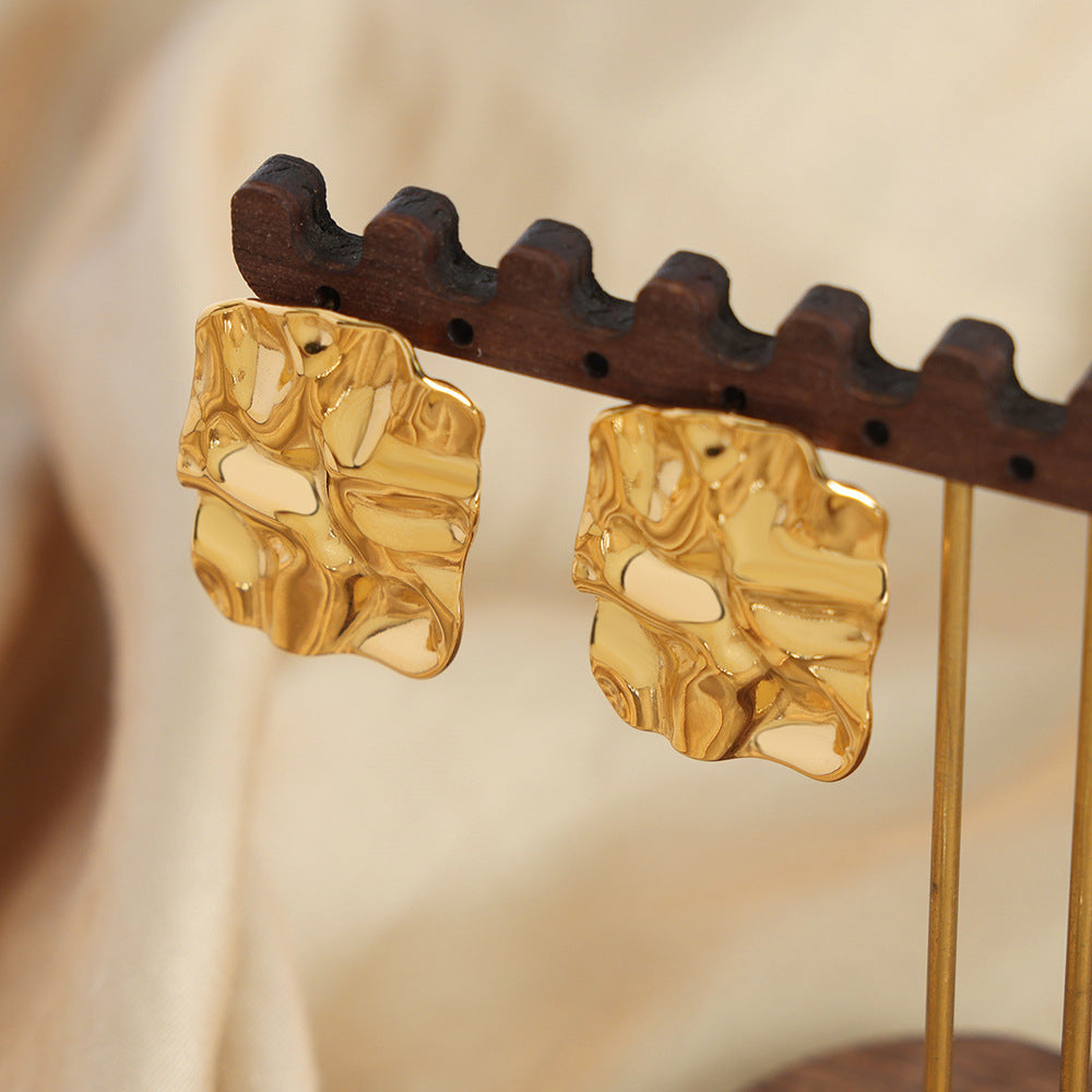 Square Pleated Earrings Jewelry Women - Shop NCLC