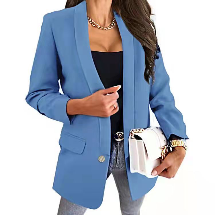 Women's Fashion Solid Color Lapel Button Slim Fit Blazer - Shop NCLC