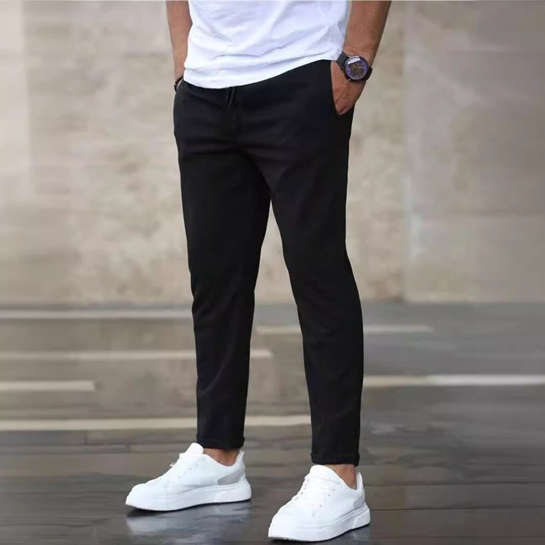 Men's Solid Color Casual Cropped Pants - Shop NCLC