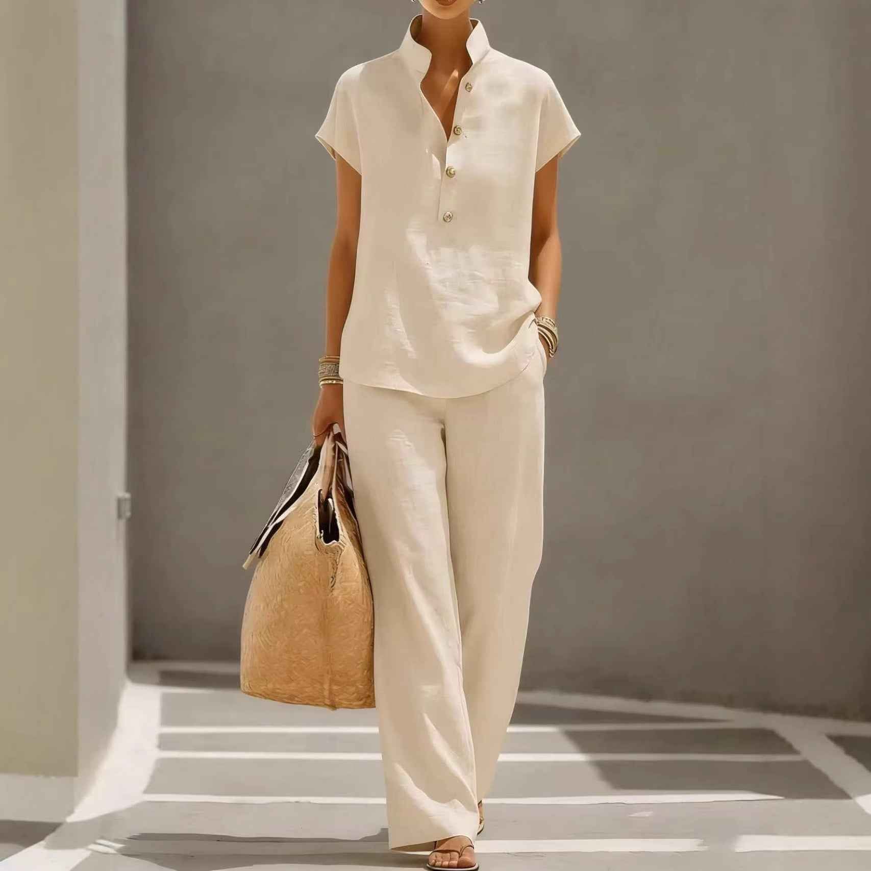 Women's Casual Short-Sleeve Pants Set