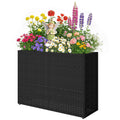 Tall Rectangular Planter with Removable Liner, Holes, PE Wicker Large Planter Box for Indoor Outdoor Plants, Black