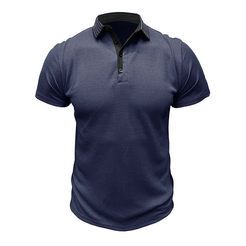 Men's Solid Color Polo Collar Casual Short Sleeve - Shop NCLC