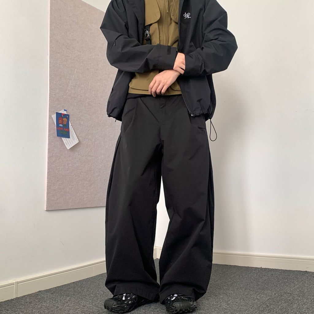 Japanese Style Wide Leg Pants Solid Color Casual Loose - Shop NCLC