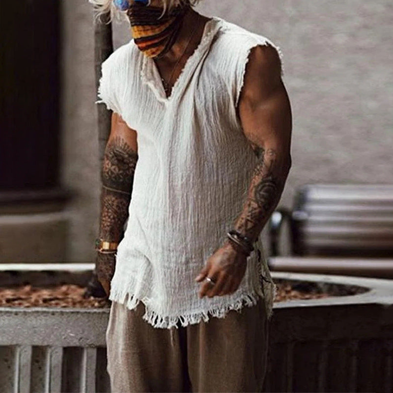 Men's Solid Color Short Sleeve Casual Sleeveless - Shop NCLC