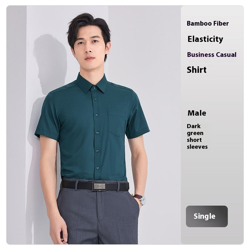 Bamboo Fiber White Shirt Men's and Women's Professional Short Sleeve - Shop NCLC