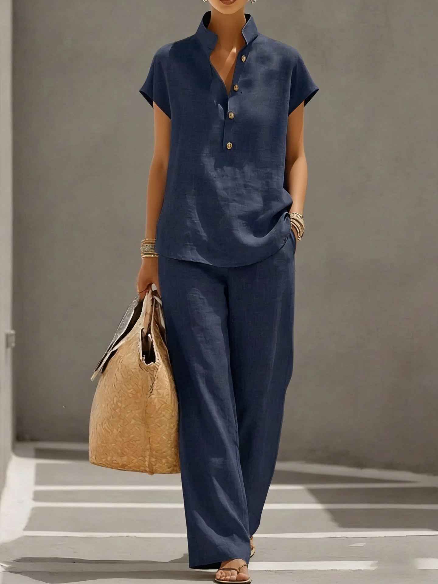 Women's Casual Short-Sleeve Pants Set