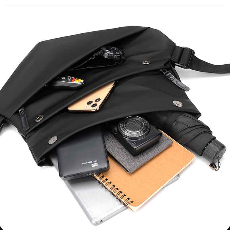 Men's Anti-Theft Waterproof Crossbody Sling Bag – Functional Motorcycle Chest Backpack with USB Charger Port