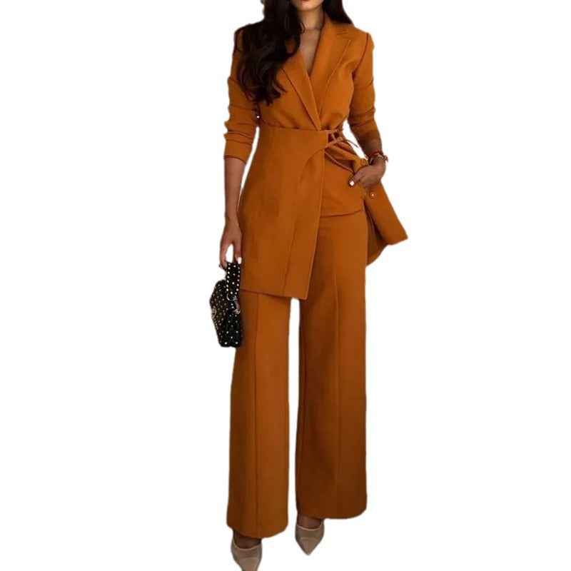 Women's Fashion Belted Pants Suit