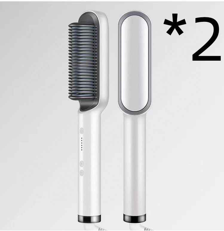 New 2 In 1 Hair Straightener Hot Comb Negative Ion Curling Tong Dual-purpose Electric Hair Brush