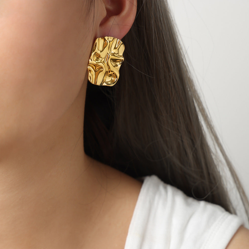 Square Pleated Earrings Jewelry Women - Shop NCLC