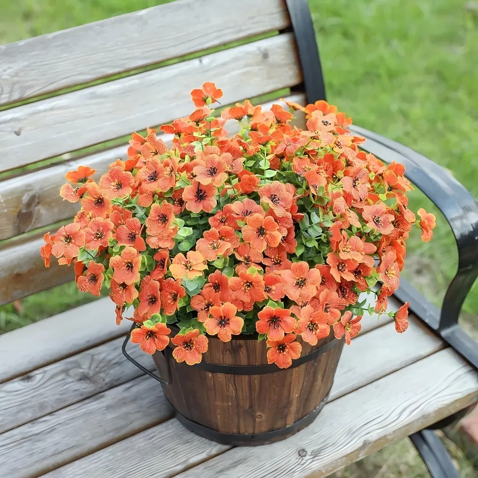 Artificial Outdoor UV-resistant Decorative Colorful Fake Flower, Decorative Bouquet for Home Garden Party Wedding Decor, Artificial Flowers Bouquet Green Plant Plastic Flowers - Shop NCLC