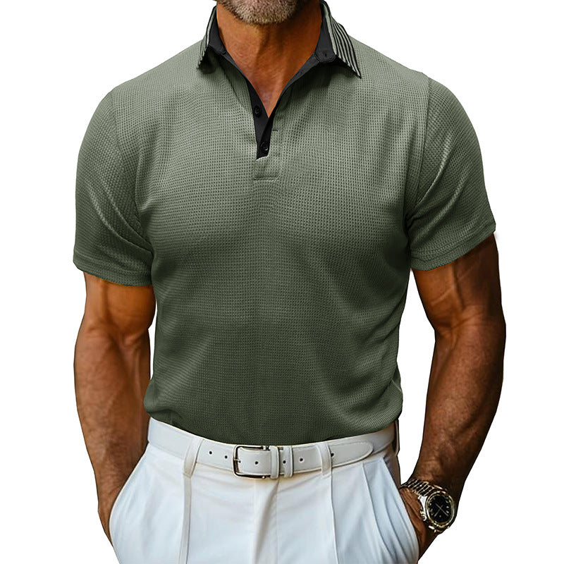 Men's Solid Color Polo Collar Casual Short Sleeve - Shop NCLC