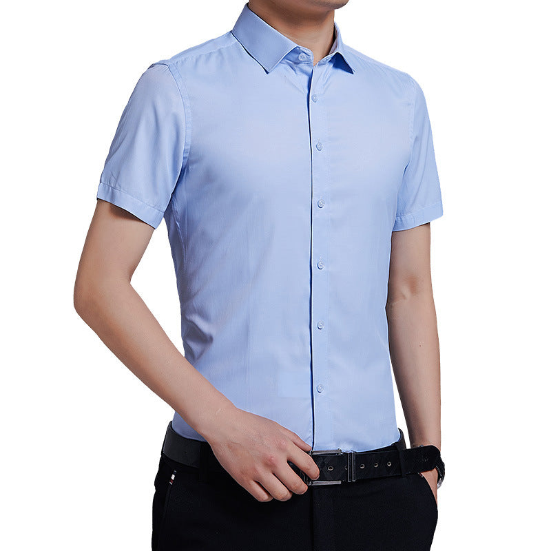 Solid Color Business Non-iron Professional Formal Wear Loose Casual Shirt For Men - Shop NCLC