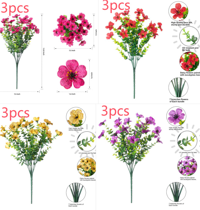 Artificial Outdoor UV-resistant Decorative Colorful Fake Flower, Decorative Bouquet for Home Garden Party Wedding Decor, Artificial Flowers Bouquet Green Plant Plastic Flowers - Shop NCLC