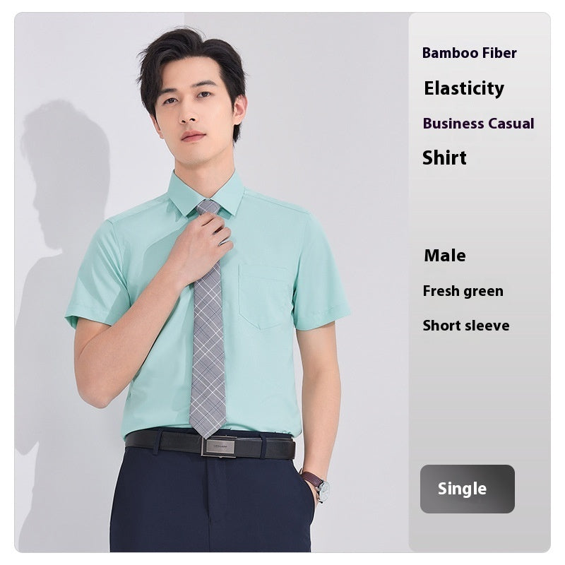 Bamboo Fiber White Shirt Men's and Women's Professional Short Sleeve - Shop NCLC