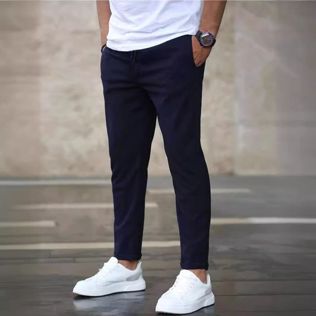 Men's Solid Color Casual Cropped Pants - Shop NCLC