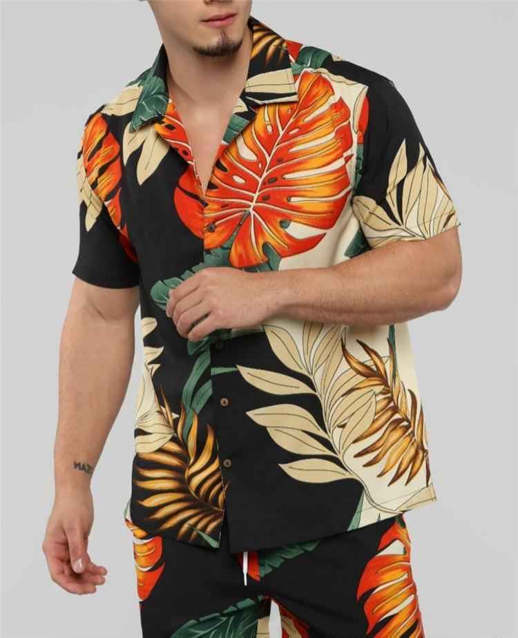Hawaiian Casual Beach Style Men's Loose Shirt Suit