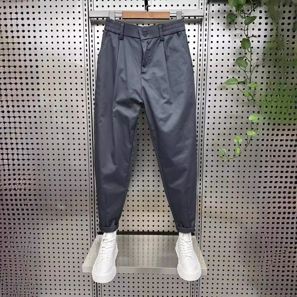 Mens Solid-Color Korean-Style Loose-Fit Versatile Casual Pants - Shop NCLC