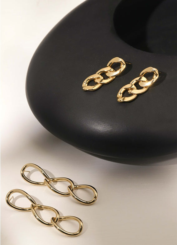 Metal Chain Earrings Circle Women's Cold Wind Simple - Shop NCLC