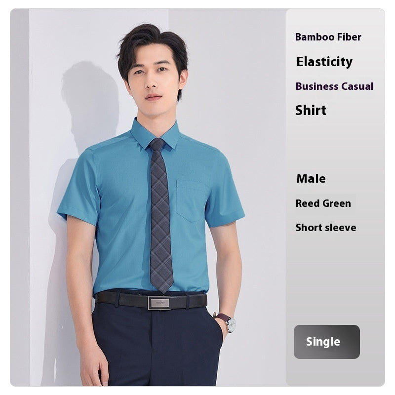 Bamboo Fiber White Shirt Men's and Women's Professional Short Sleeve - Shop NCLC