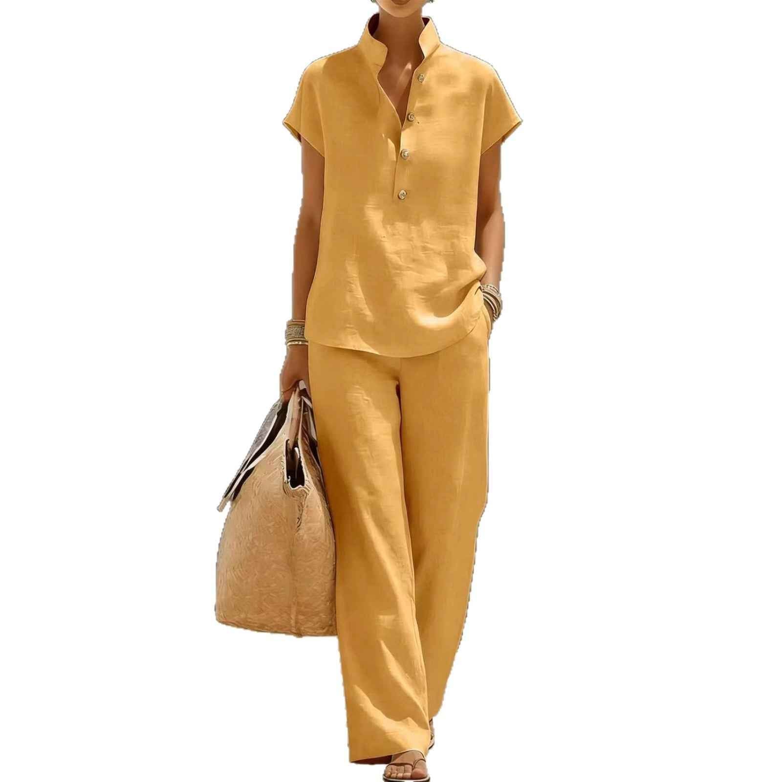 Women's Casual Short-Sleeve Pants Set