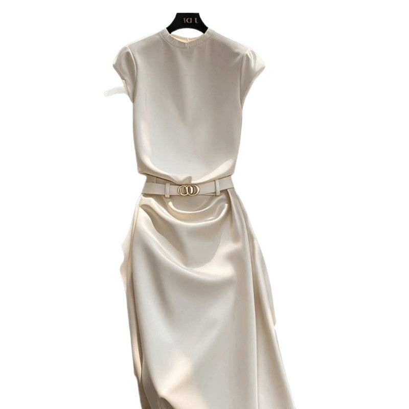 Round-neck T-shirt Top With A Pencil Skirt Professional Set - Shop NCLC