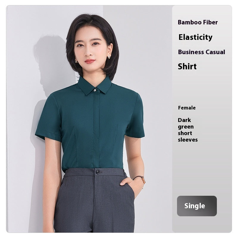 Bamboo Fiber White Shirt Men's and Women's Professional Short Sleeve - Shop NCLC