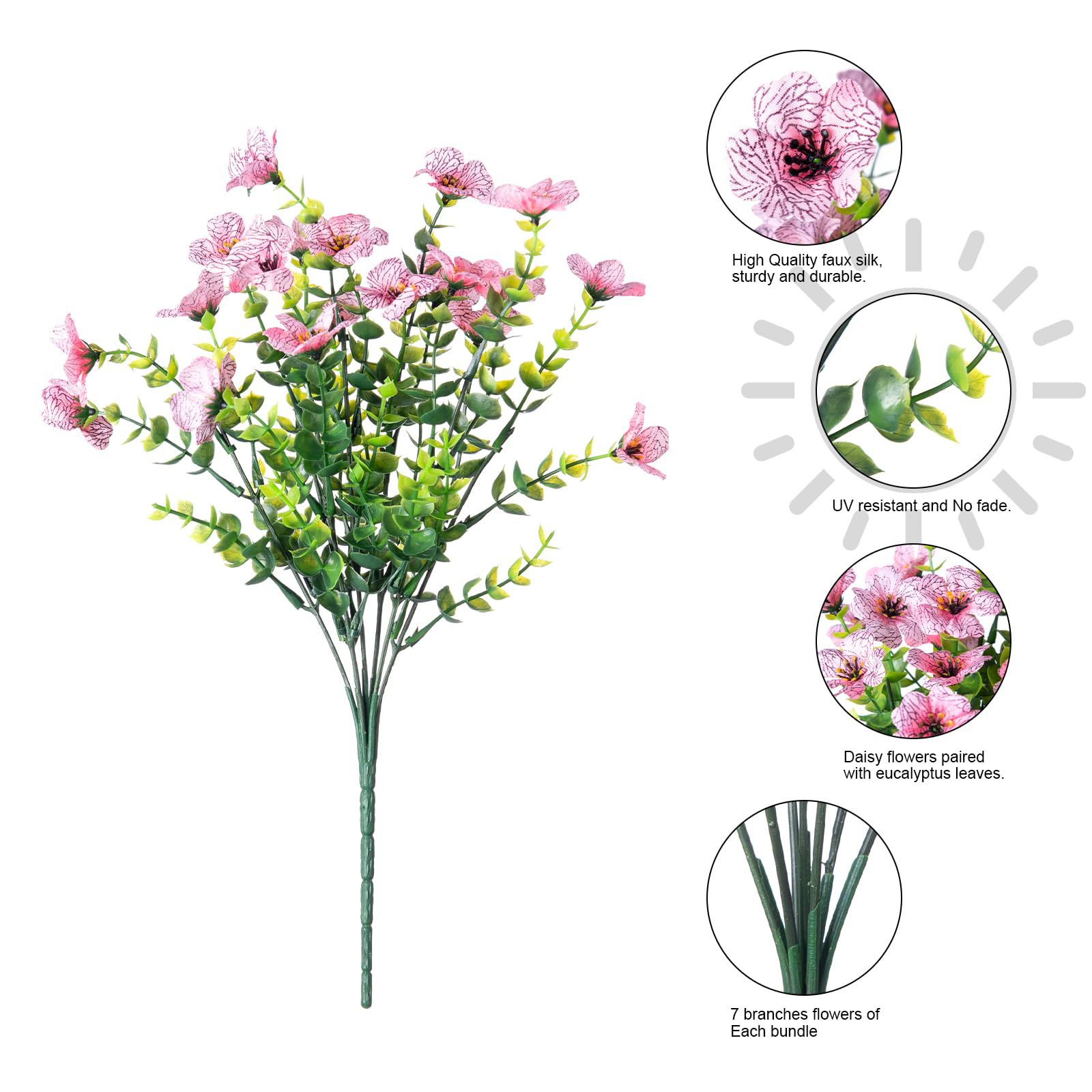 Artificial Outdoor UV-resistant Decorative Colorful Fake Flower, Decorative Bouquet for Home Garden Party Wedding Decor, Artificial Flowers Bouquet Green Plant Plastic Flowers - Shop NCLC