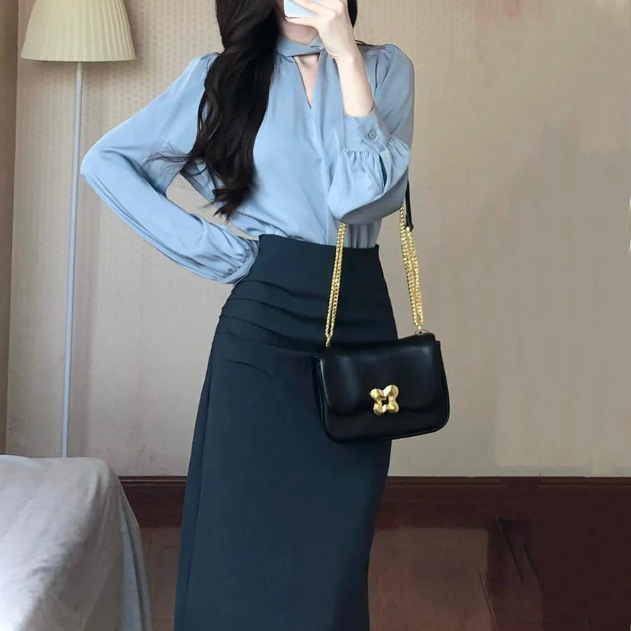 Sophisticated Commuter Professional Shirt Skirt For Women - Shop NCLC