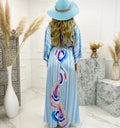 New women's V-neck short sleeve printed long dress - Shop NCLC