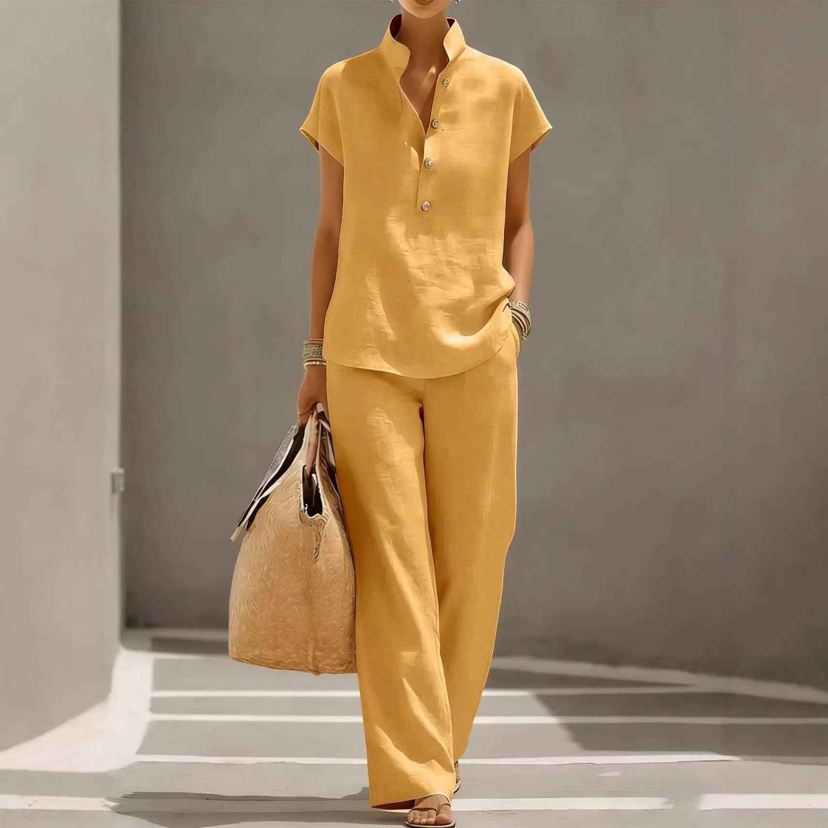 Women's Casual Short-Sleeve Pants Set