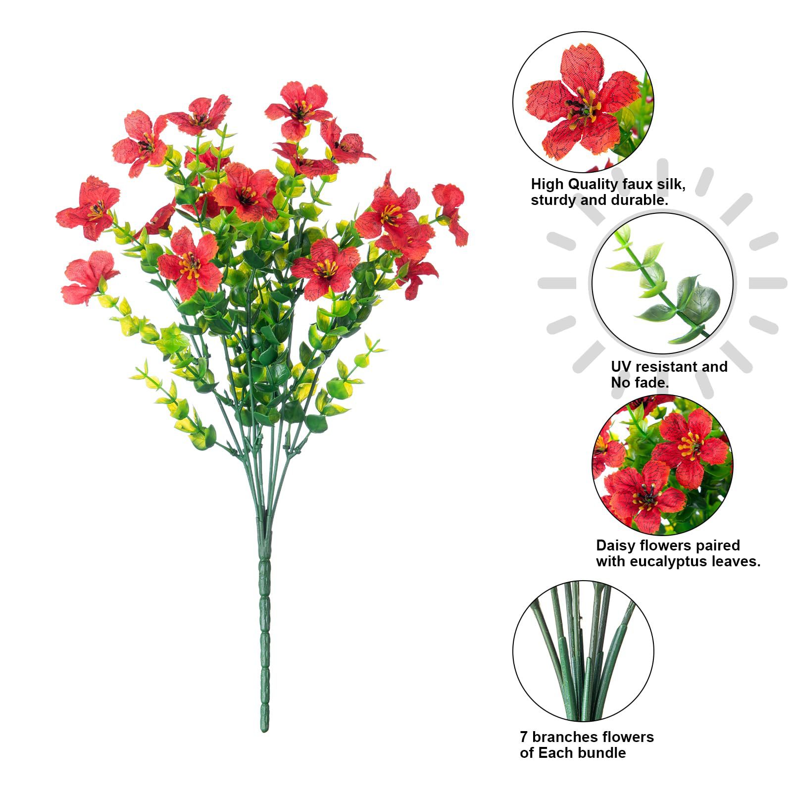 Artificial Outdoor UV-resistant Decorative Colorful Fake Flower, Decorative Bouquet for Home Garden Party Wedding Decor, Artificial Flowers Bouquet Green Plant Plastic Flowers - Shop NCLC