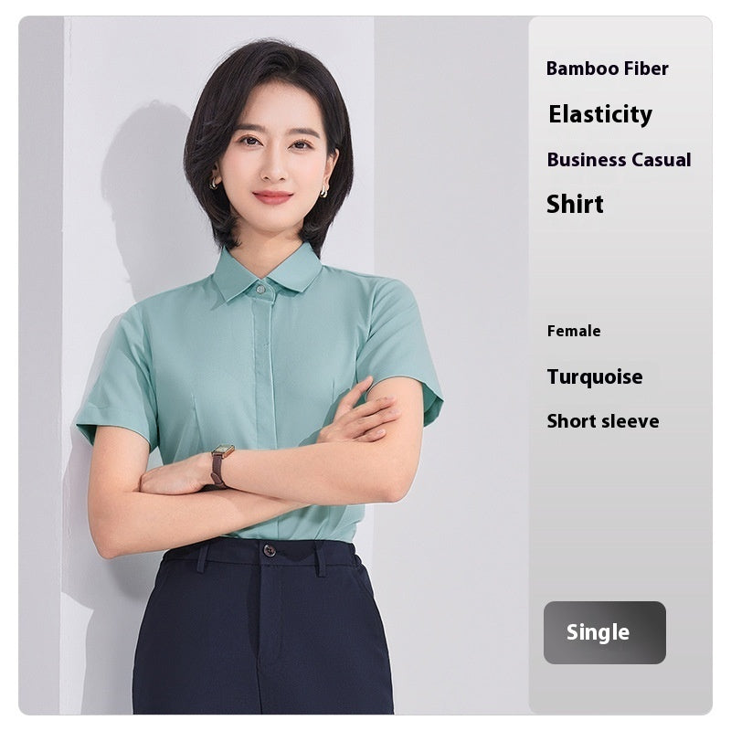Bamboo Fiber White Shirt Men's and Women's Professional Short Sleeve - Shop NCLC