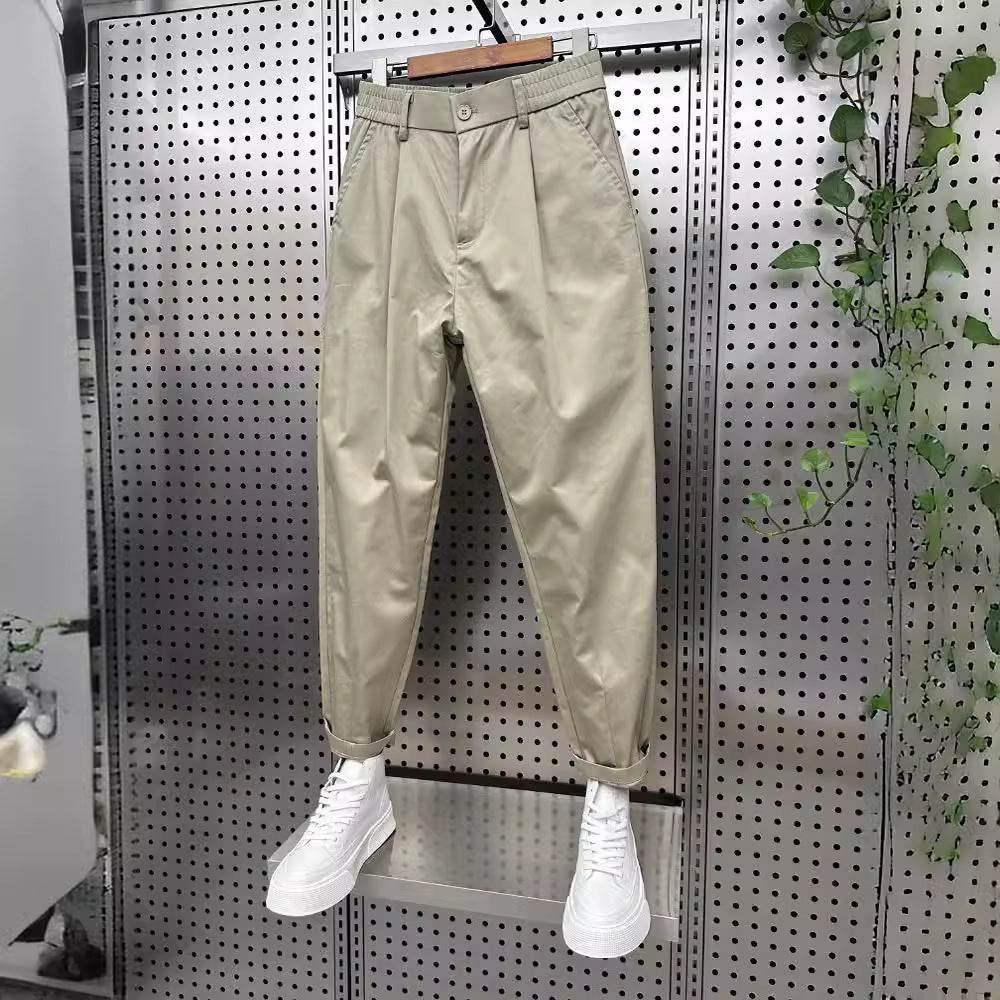 Mens Solid-Color Korean-Style Loose-Fit Versatile Casual Pants - Shop NCLC