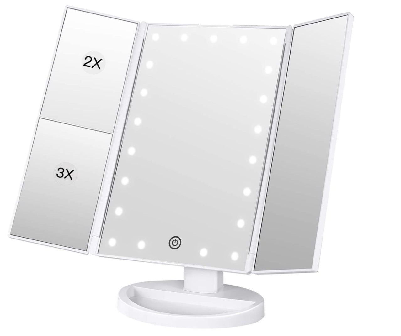 24 LED Magnifying Lighted Cosmetic Makeup Mirror Tabletop Tri-fold Touch Screen Mirror Touch Screen - Shop NCLC