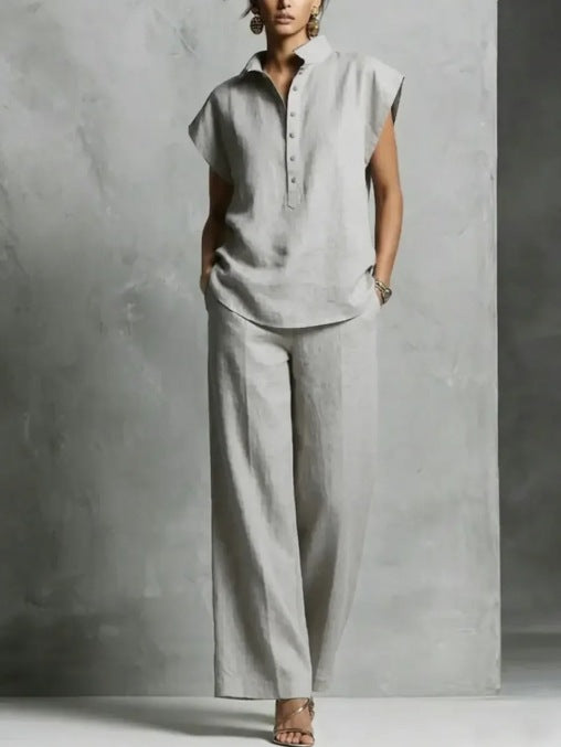 Women's Casual Cardigan Short-Sleeve Pants Set - Shop NCLC