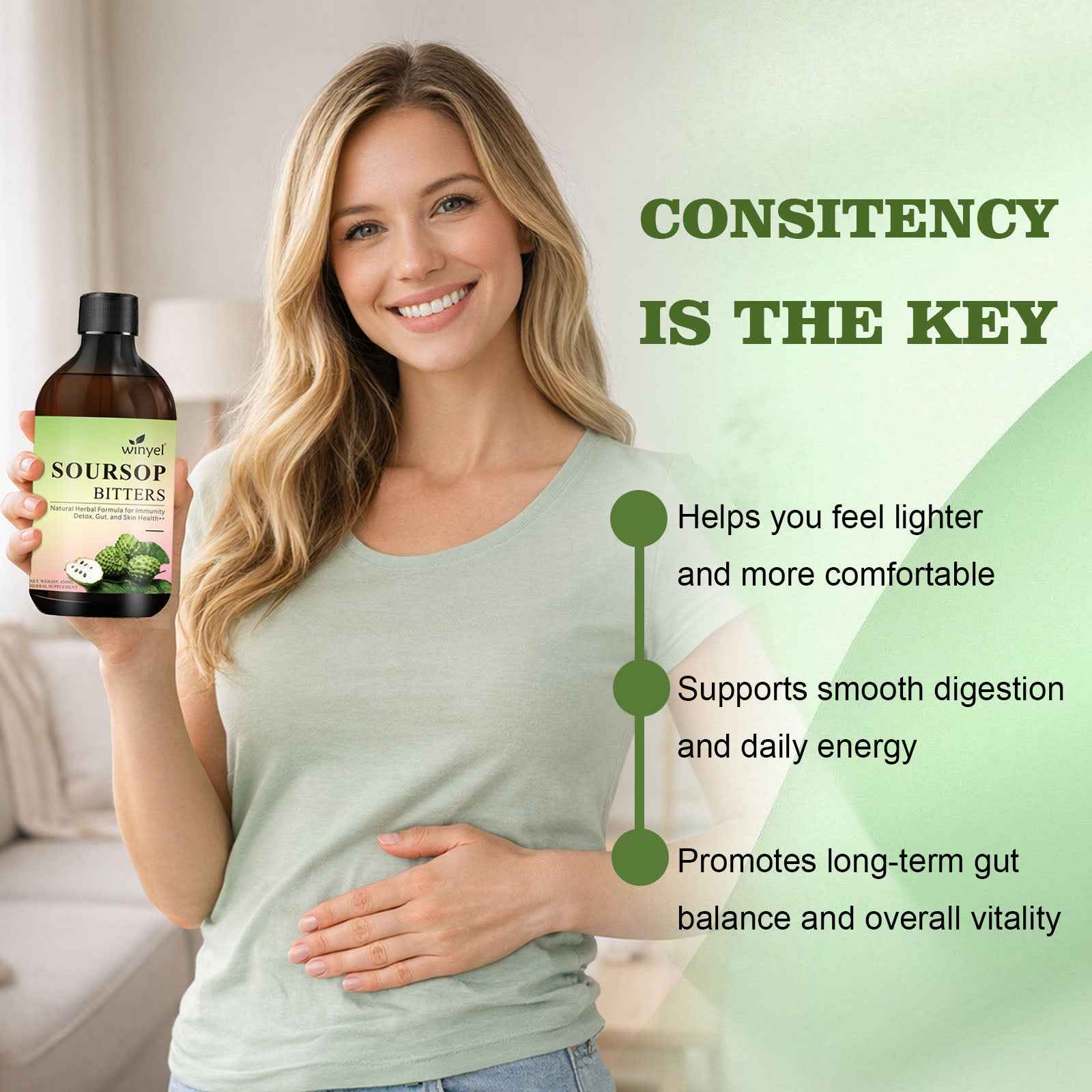 Soursop Liquid Contains Black Seeds, Moringa, And Turmeric, And Is Beneficial For Digestion And Gut Health, As Well As Providing Antioxidants, Skin Health, And Immune Support. It's A Pure 16-herb Form (450ml-15oz)