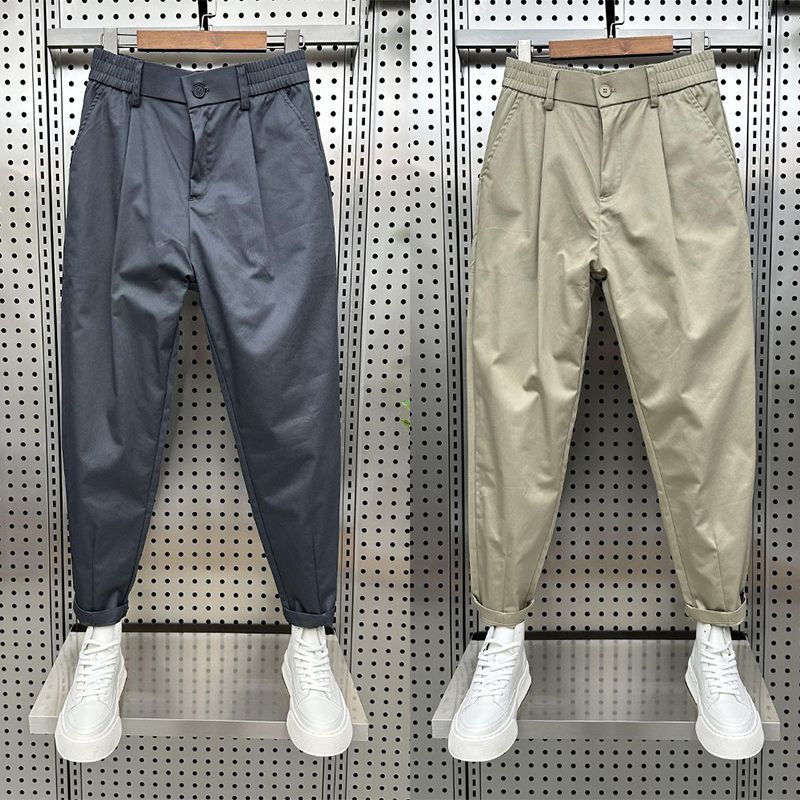 Mens Solid-Color Korean-Style Loose-Fit Versatile Casual Pants - Shop NCLC