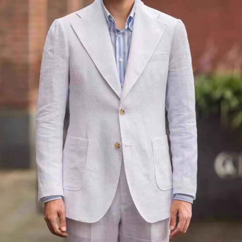 Retro Neapolitan Casual Solid-Colored Slim-Fit Blazer