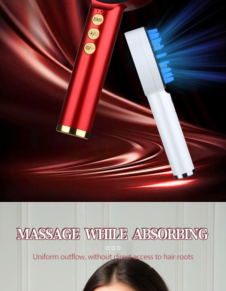 Red Light Anti Hair Loss Electric Massage Comb Scalp Care Essence Infuser Vibrating Hair Growth Stimulator Portable Rechargeable SPA Tool for Men Women to Prevent Breakage and Improve Hair Health with Nano Spray Set - Shop NCLC