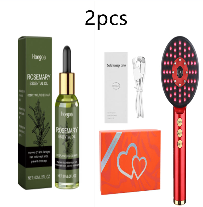 Red Light Anti Hair Loss Electric Massage Comb Scalp Care Essence Infuser Vibrating Hair Growth Stimulator Portable Rechargeable SPA Tool for Men Women to Prevent Breakage and Improve Hair Health with Nano Spray Set - Shop NCLC